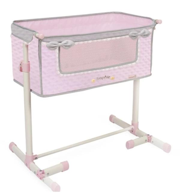 Carucioare papusi si accesorii - Patut co-sleeper pentru papusi, reglabil pe inaltime, colectia Sophie, Roz, bebelorelli.ro