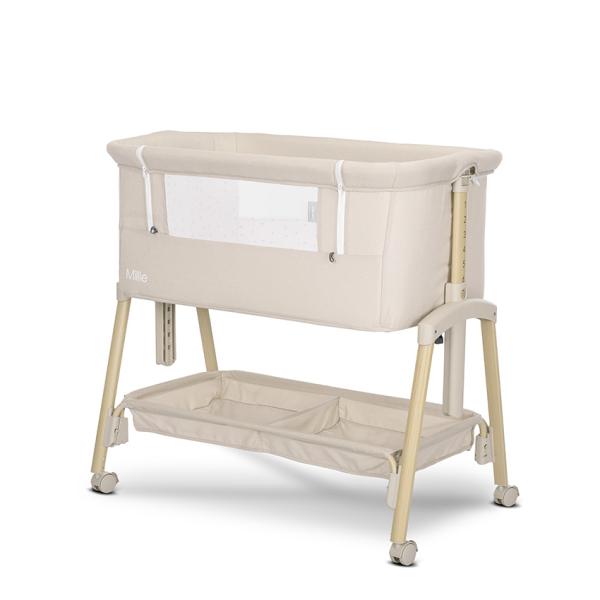 Patuturi pliabile - Patut pliabil, Millie, 0 Luni+, max. 9 kg, inaltime reglabila 7 pozitii, sistem antireflux, plasa de tantari, saltea inclusa, Beige, bebelorelli.ro