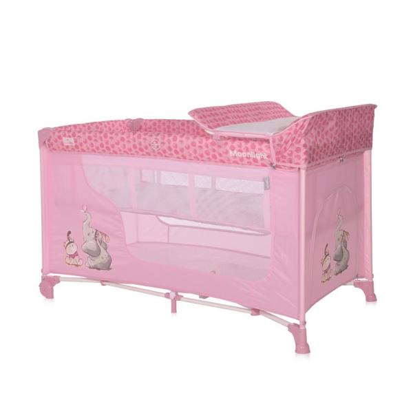 Lichidare de Stoc - Patut pliabil, Moonlight, 2 nivele, Mellow Rose Fellows, bebelorelli.ro