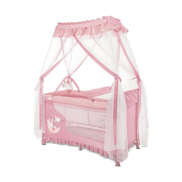 Patuturi pliabile - Patut pliabil stil baldachin, Magic Sleep, masa de infasat, accesorii, Pink, bebelorelli.ro