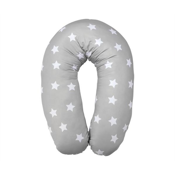 Perne si paturici - Perna multifunctionala, bumbac ranforce, 190 cm, Stars Grey, bebelorelli.ro