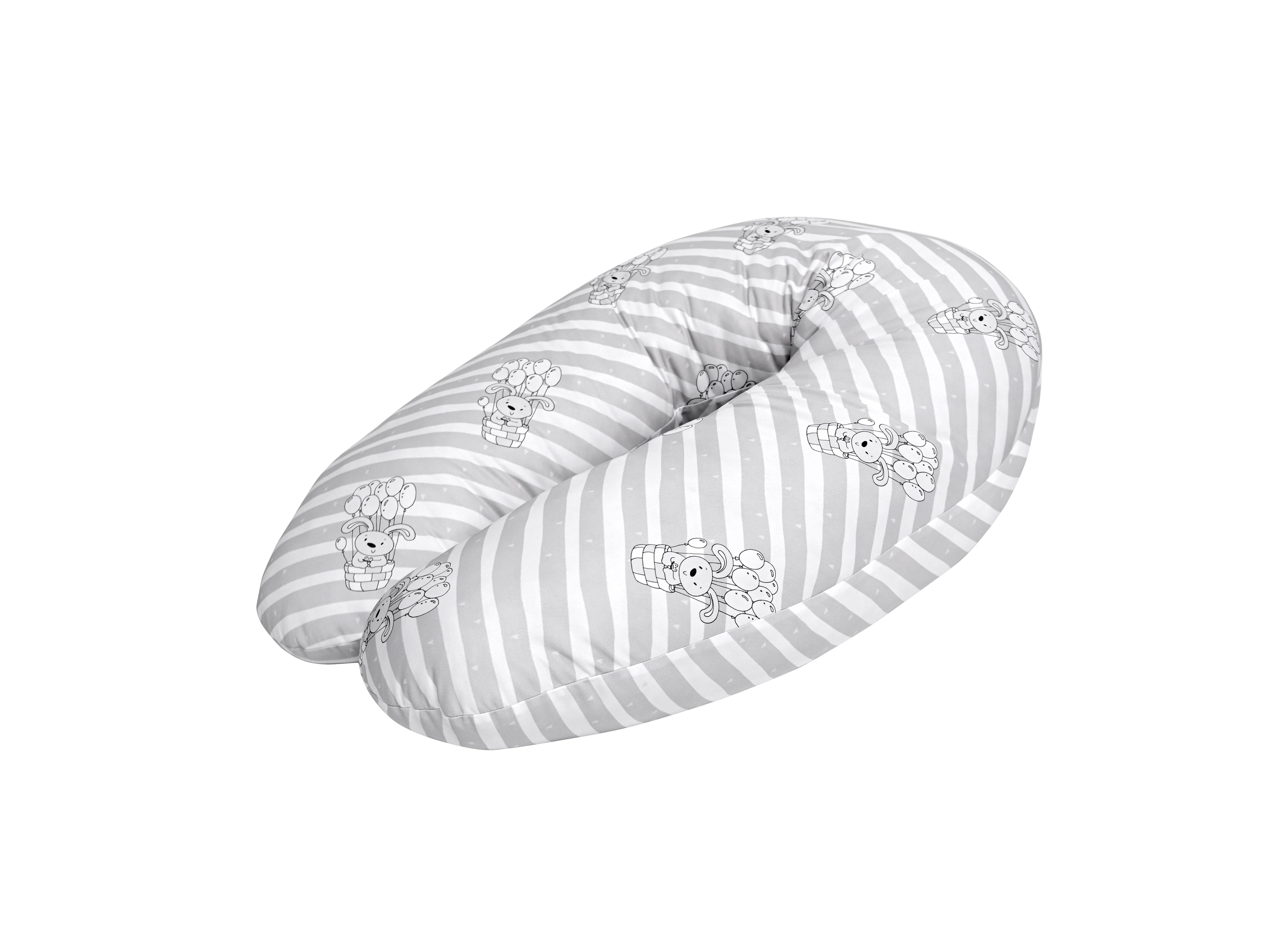 Perne si paturici - Perna multifunctionala, bumbac ranforce, Grey Striped, bebelorelli.ro