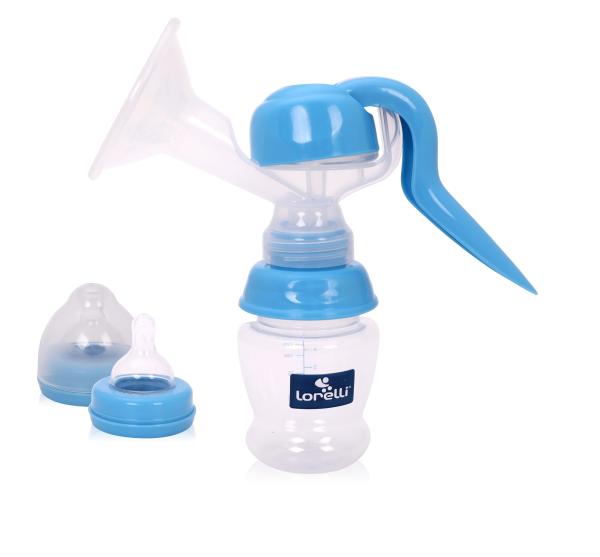 Lichidare de Stoc - Pompa de san manuala, cu biberon 150 ml inclus, Blue, bebelorelli.ro