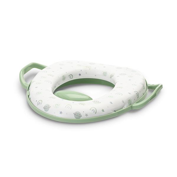 Reductoare WC - Reductor moale pentru toaleta, cu manere laterale, protectie anti-stropire, Planets Green, bebelorelli.ro