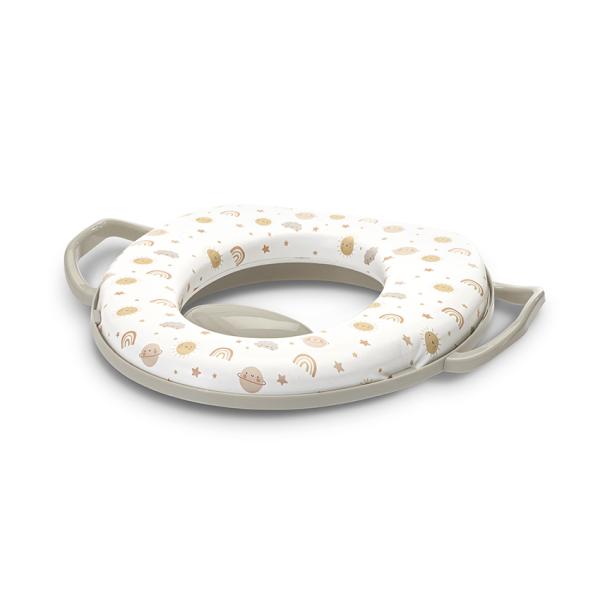 Reductoare WC - Reductor moale pentru toaleta, cu manere laterale, protectie anti-stropire, Planets Beige, bebelorelli.ro