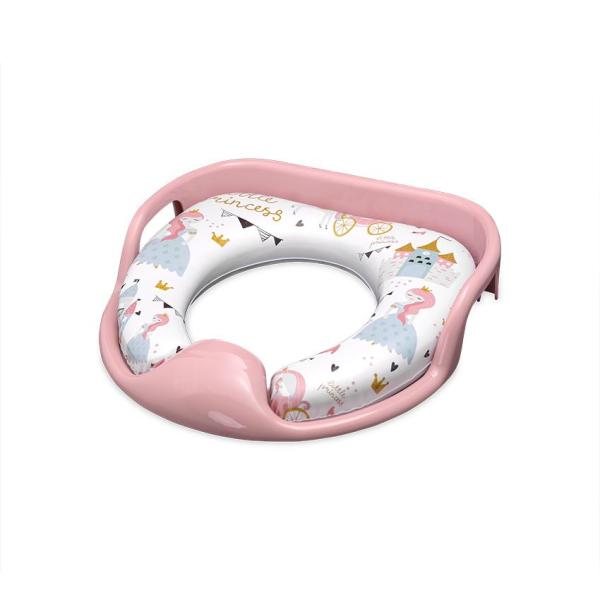 Reductoare WC - Reductor moale pentru toaleta, cu manere, model universal, Pink Princess, bebelorelli.ro