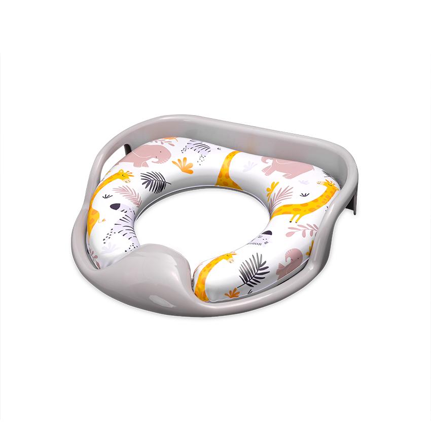 Reductoare WC - Reductor moale pentru toaleta, cu manere, model universal, Animals Grey, bebelorelli.ro