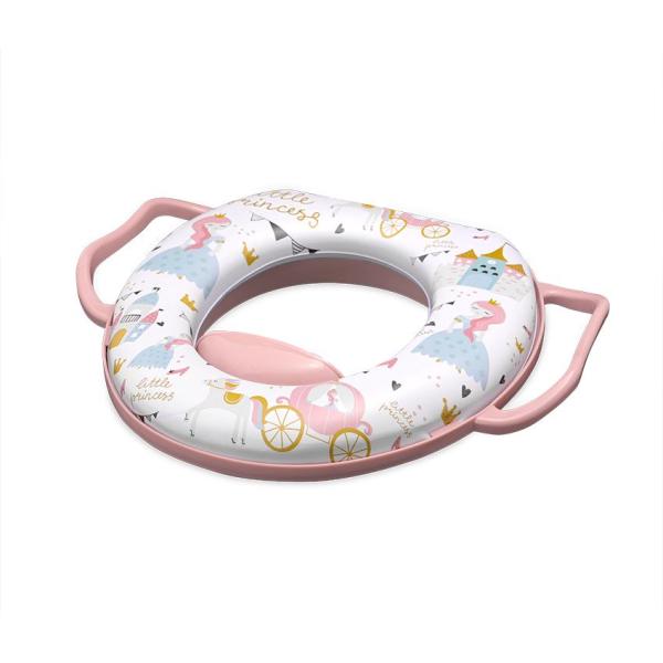 Lichidare de Stoc - Reductor moale pentru toaleta, cu manere, Princess Pink, bebelorelli.ro