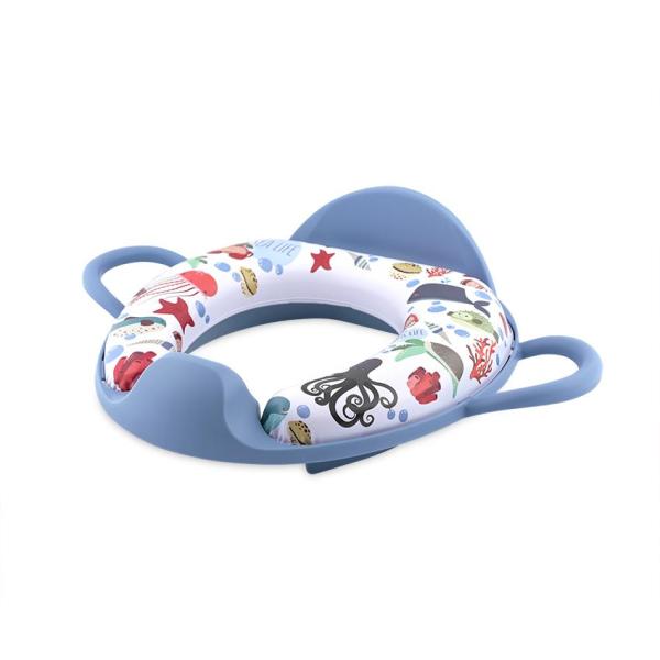 Lichidare de Stoc - Reductor  moale pentru  toaleta, cu manere si spatar, Ocean Blue, bebelorelli.ro