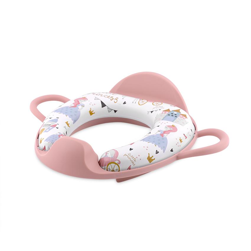 Reductoare WC - Reductor  moale pentru  toaleta, cu manere si spatar, Princess Pink, bebelorelli.ro