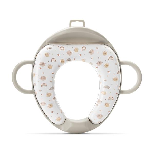 Reductor pentru toaleta, cu spatar si manere, pernita moale detasabila, planets, beige LORELLI