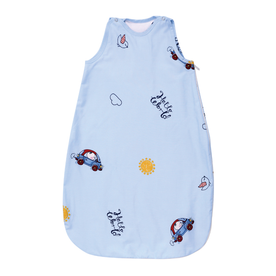 Sac de dormit bebe - Sac de dormit de iarna, 85 cm, bumbac ranforce, Bear & Car Blue, bebelorelli.ro