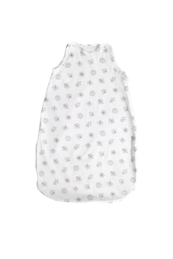Sac de dormit bebe - Sac de dormit de vara, 85 cm, bumbac ranforce, White Abstract Leaves, bebelorelli.ro