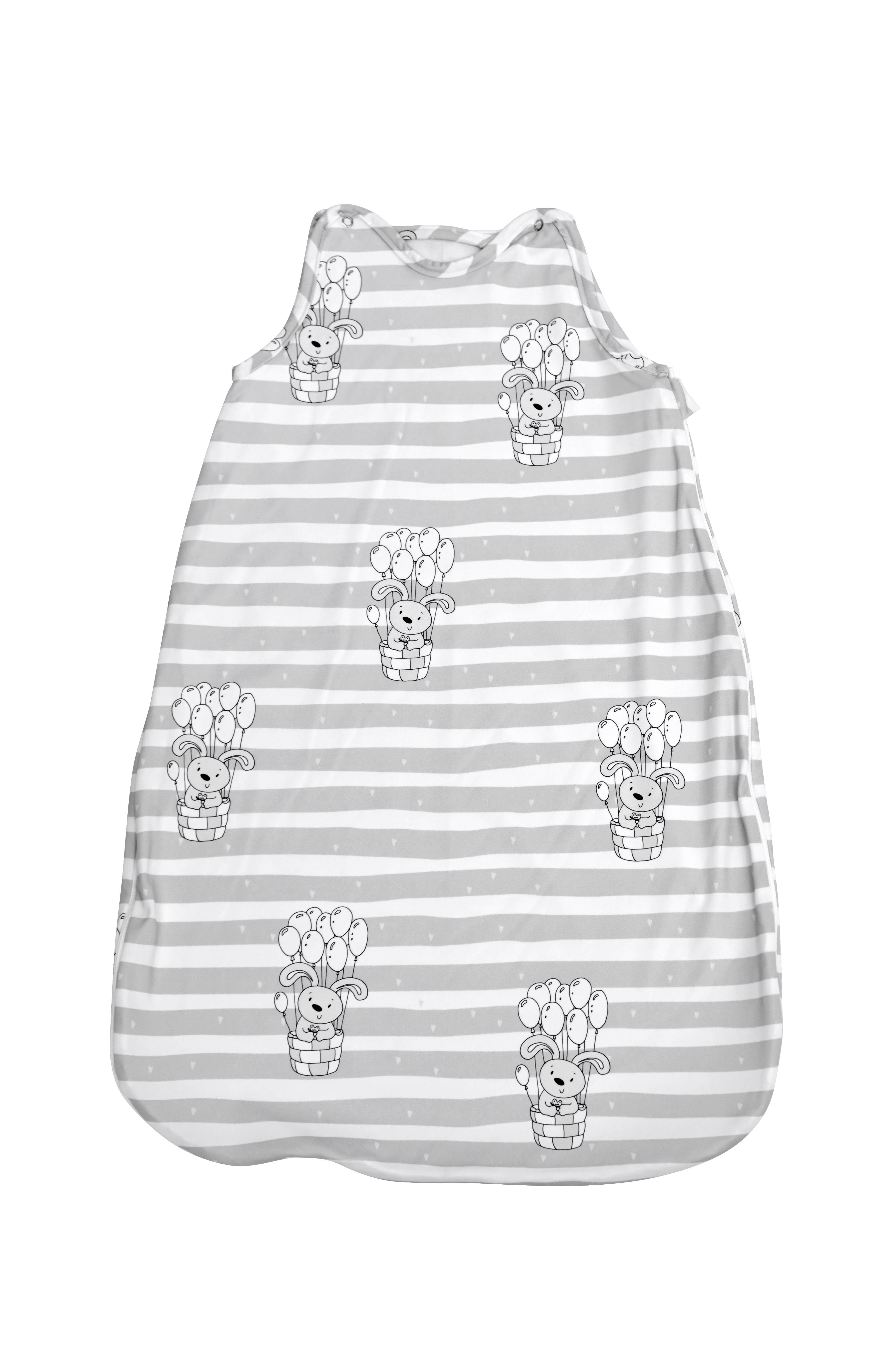 Sac de dormit bebe - Sac de dormit, primavara/vara, pentru copii cu inaltimea maxima de 95 cm, Grey Striped, bebelorelli.ro