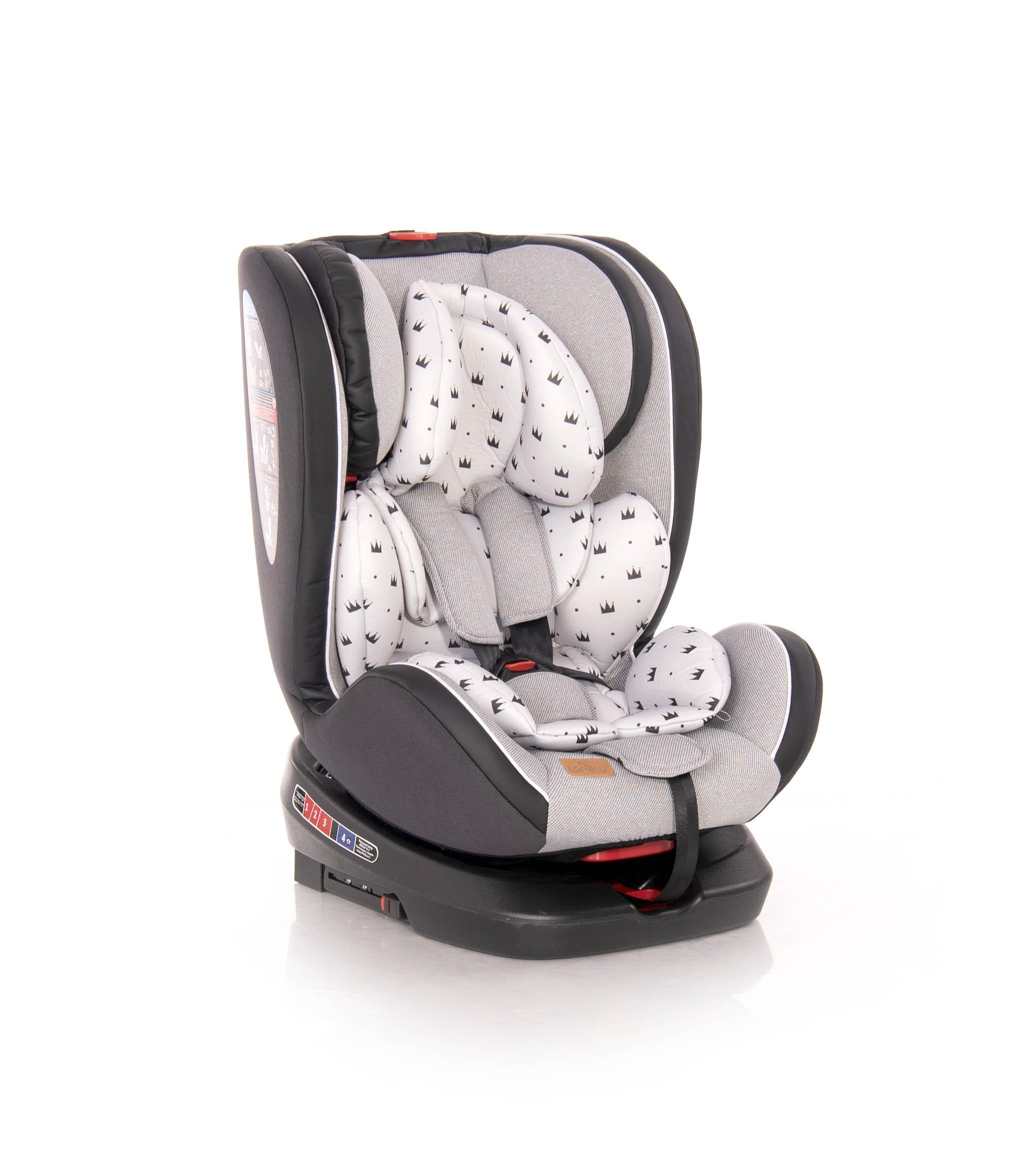 Lichidare de Stoc - Scaun auto Nebula, Isofix, rotativ 360 grade, 0-36 kg, Grey Crowns, bebelorelli.ro