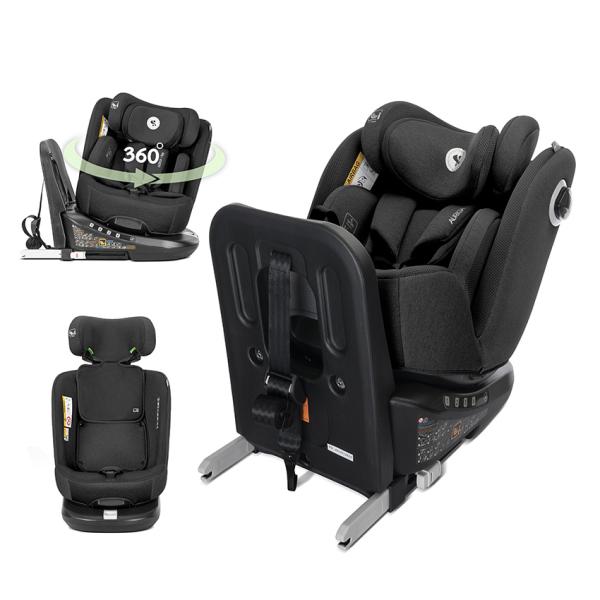 i-Size - Scaun auto pentru copii, Auriga, i-Size, Isofix, anti rebound bar, rotativ 360, SPS, 0 luni-12 ani, 40-150 cm, Black, bebelorelli.ro
