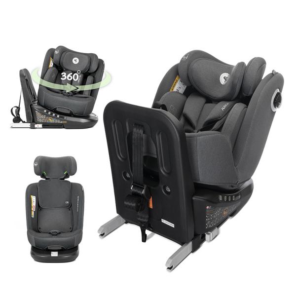 i-Size - Scaun auto pentru copii, Auriga, i-Size, Isofix, anti rebound bar, rotativ 360, SPS, 0 luni-12 ani, 40-150 cm, Grey, bebelorelli.ro