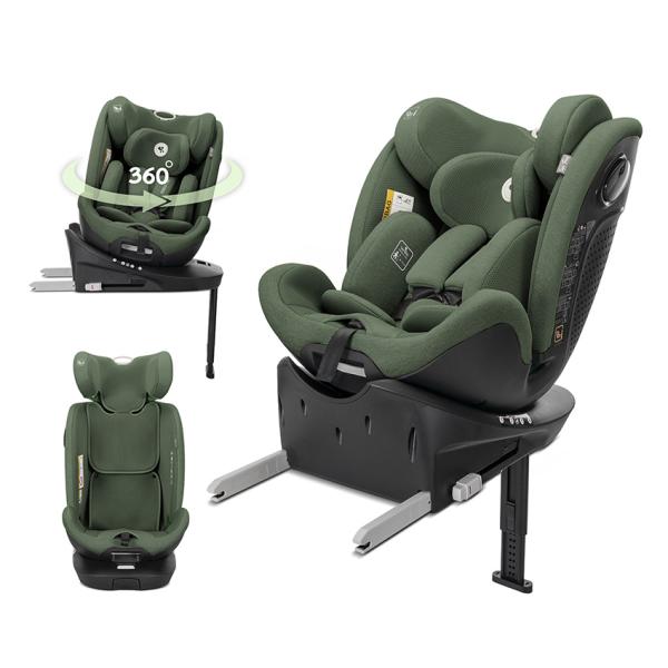 i-Size - Scaun auto pentru copii, Perseus, i-Size, Isofix, baza rotativa, picior de sprijin, EPS Memory, panou de ventilatie, SPS,  0 luni-12 ani, 40-150 cm, Green, bebelorelli.ro