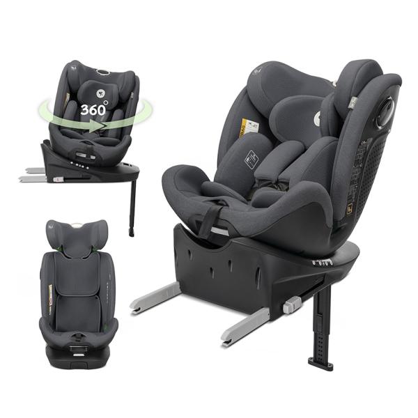 i-Size - Scaun auto pentru copii, Perseus, i-Size, Isofix, baza rotativa, picior de sprijin, EPS Memory, panou de ventilatie, SPS,  0 luni-12 ani, 40-150 cm, Grey, bebelorelli.ro