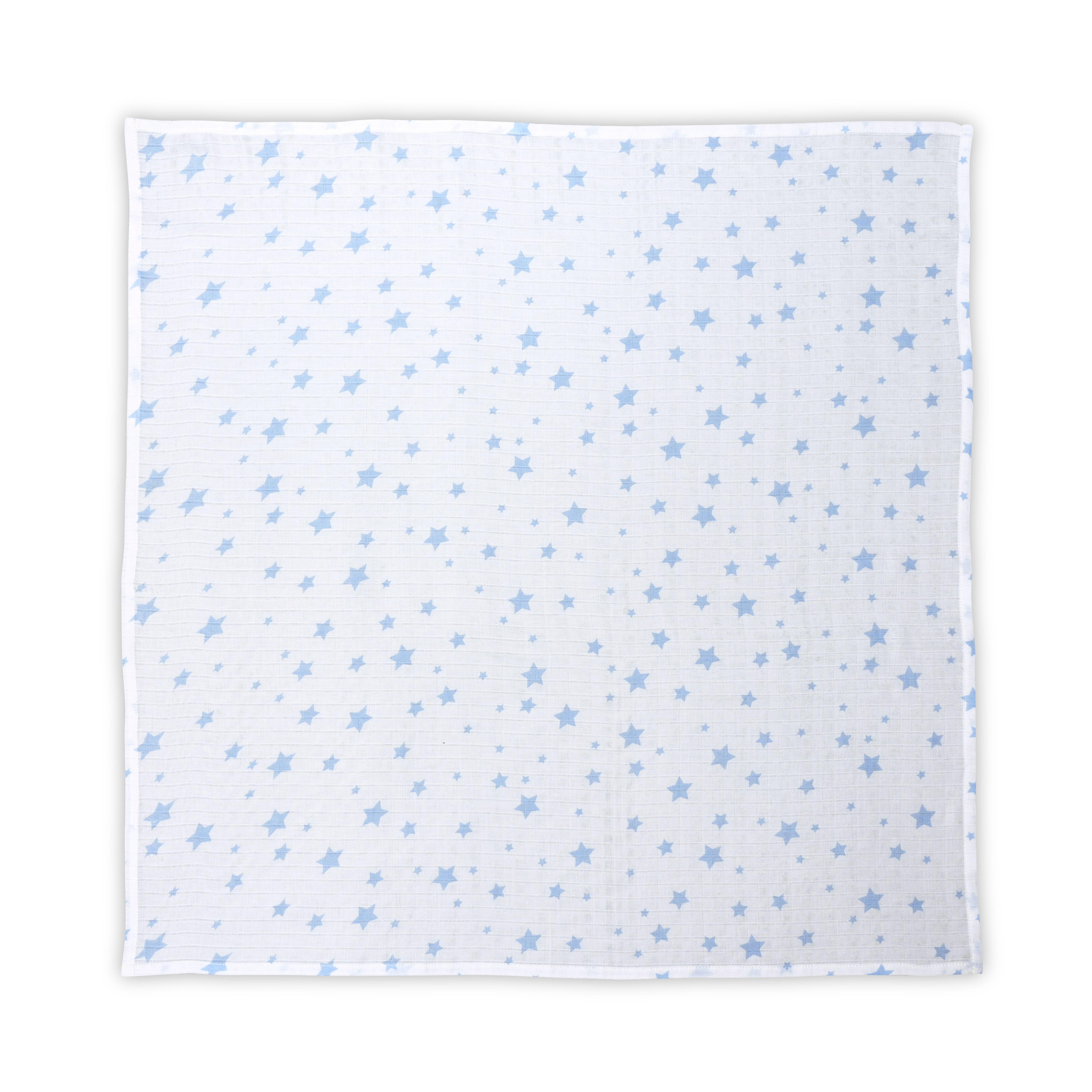 Perne si paturici - Scutec pled din muselina 80x80 cm, White Aquatic Stars, bebelorelli.ro