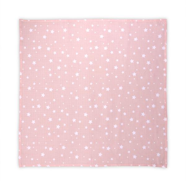 Perne si paturici - Scutec pled muselina, 80 x 80 cm, Rose with Stars, bebelorelli.ro