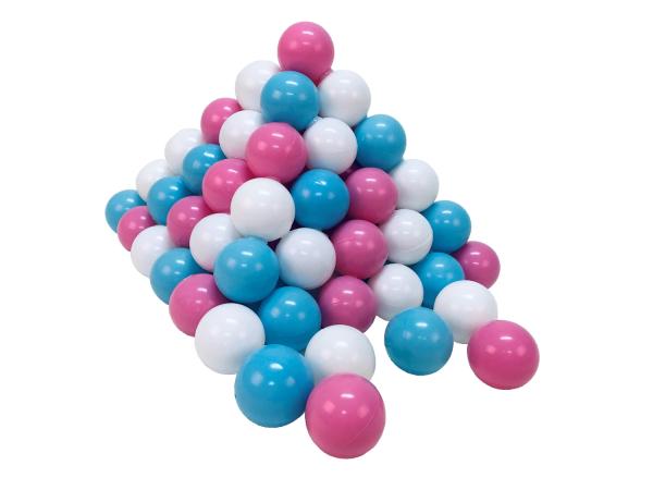 Spatii de joaca si accesorii - Set 100 bile din plastic moale fara BPA, Knorr Toys, diametru 6 cm, 0 Luni+, Rose/Creme/Light Blue, bebelorelli.ro