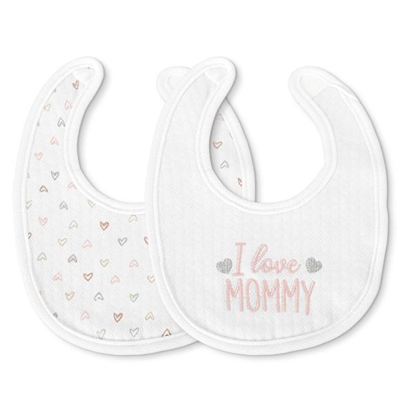 Set 2 bavete bumbac pentru nou-nascut, inchidere cu velcro, potrivit pentru hranire si in perioada eruptiei dentare, 0 luni+,