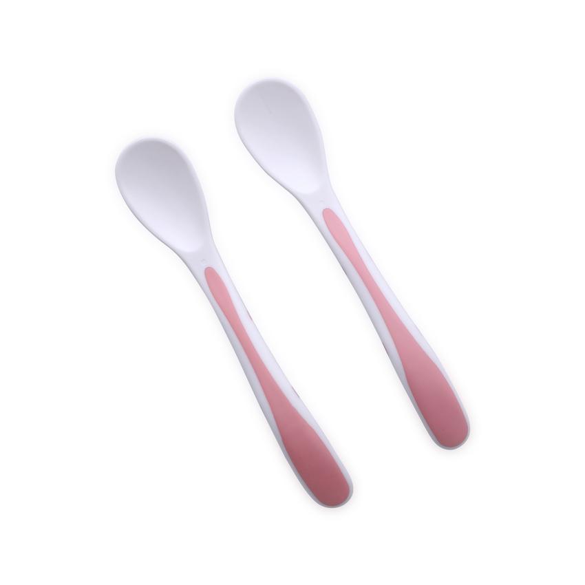 Articole de hranire 0-3 ani - Set 2 lingurite cu suport, Pink, bebelorelli.ro