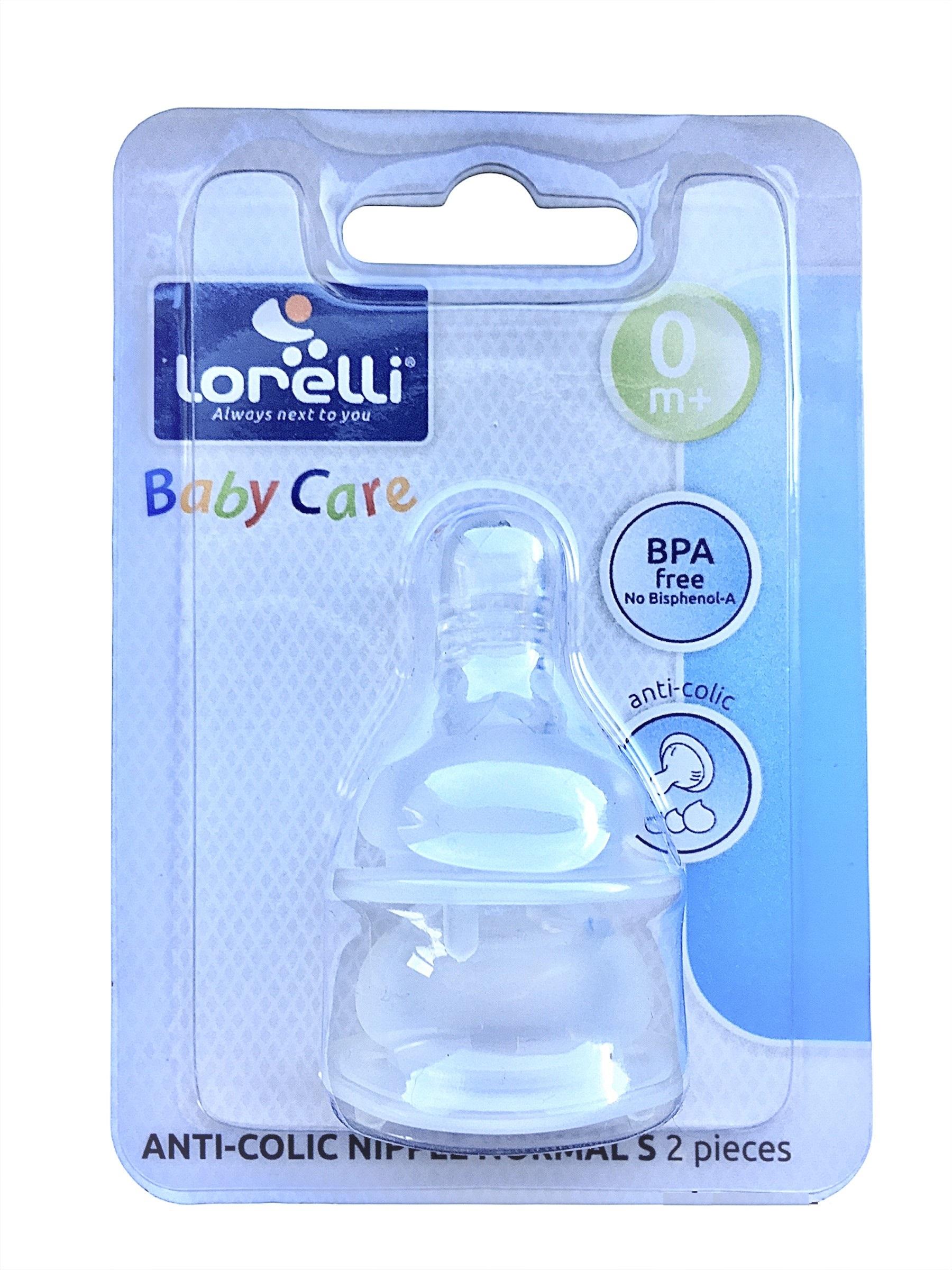 Set 2 tetine anti-colici, silicon moale, 0 luni+ LORELLI
