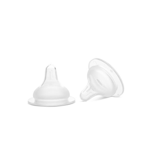 Biberoane, tetine si accesorii - Set 2 tetine din silicon moale, debit mediu, pentru biberoane cu gat larg, 3 luni+, My Friend, bebelorelli.ro