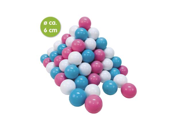 Spatii de joaca si accesorii - Set 300 bile din plastic moale fara BPA, Knorr Toys, diametru 6 cm, 0 Luni+, Rose/Creme/Light Blue, bebelorelli.ro