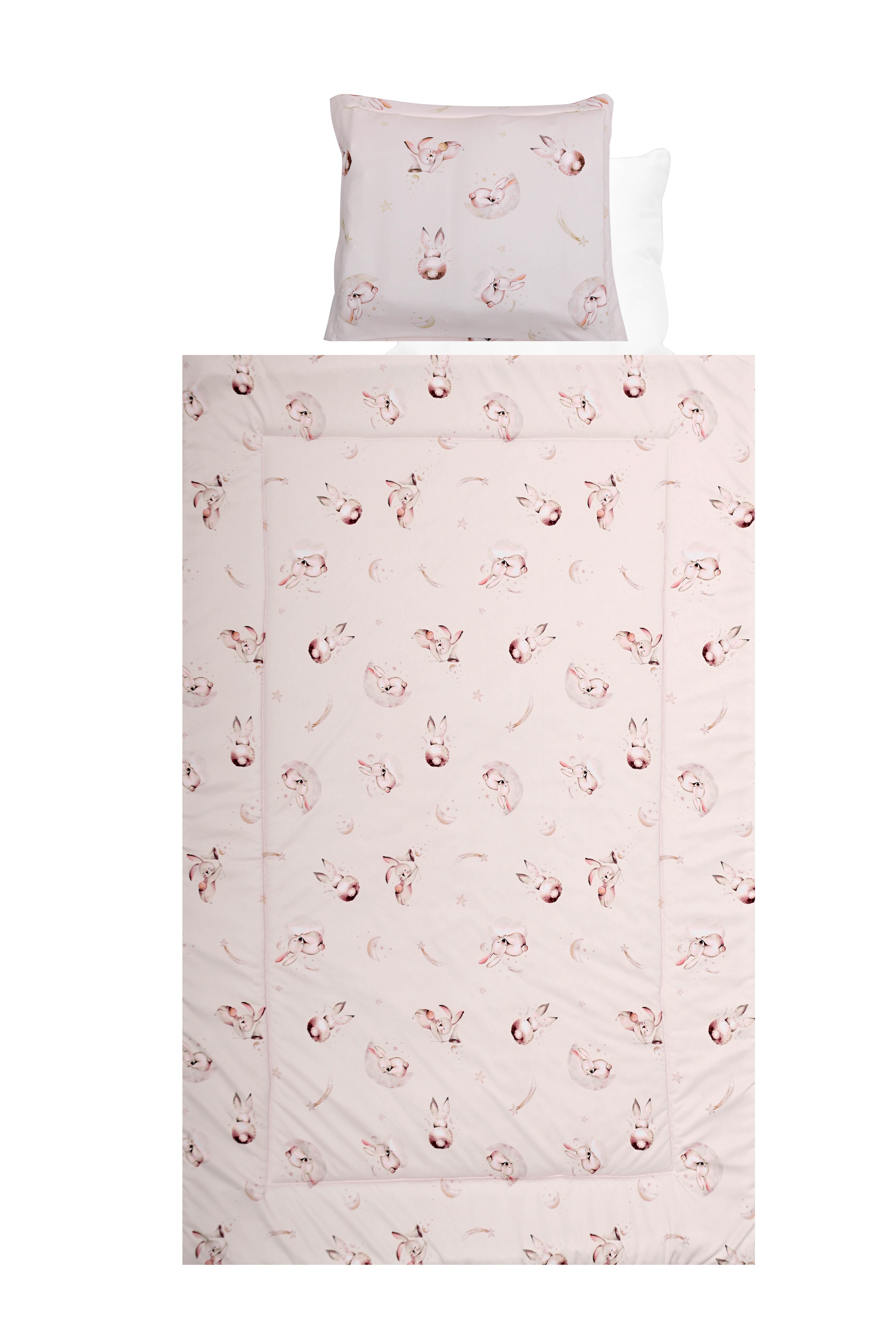 Lenjerii patuturi copii - Set lenjerie pat 4 piese, bumbac ranforce, Beige Bunnies, bebelorelli.ro