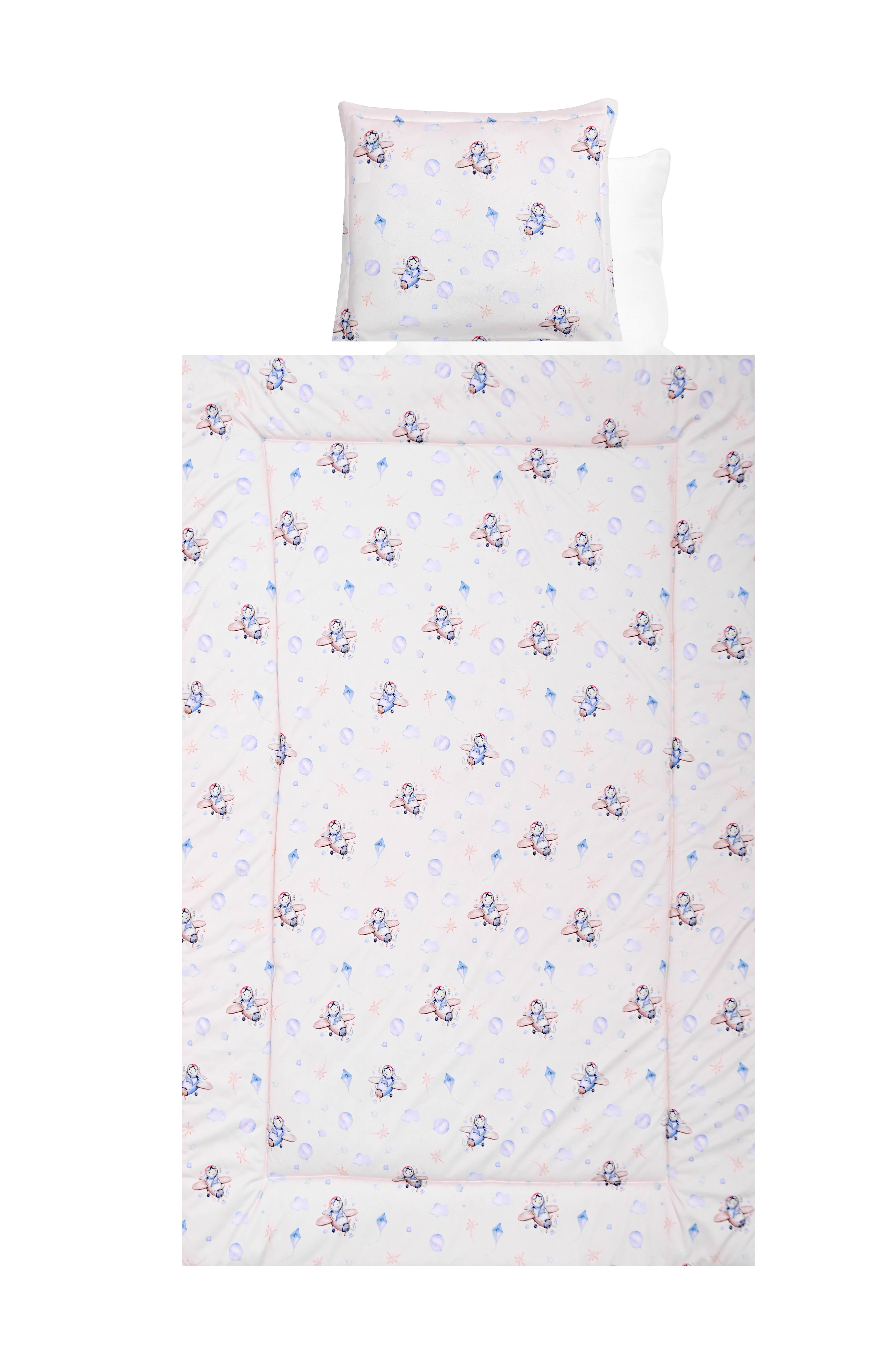 Lenjerii patuturi copii - Set lenjerie pat 4 piese, bumbac ranforce, Blue Aeroplane, bebelorelli.ro