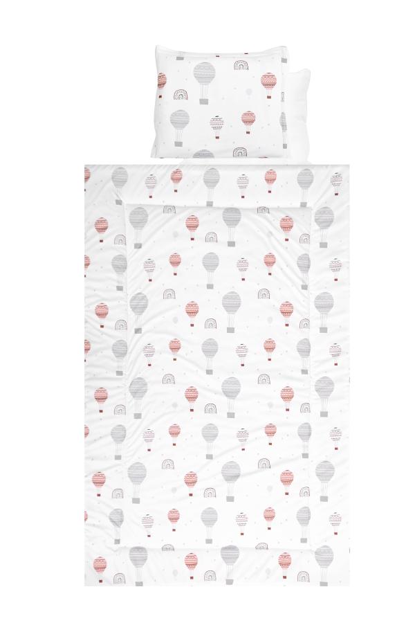 Lichidare de Stoc - Set lenjerie pat 4 piese, bumbac ranforce, Grey Baloons, bebelorelli.ro