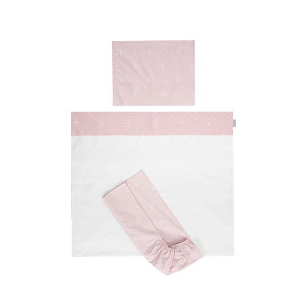 Lenjerii patuturi copii - Set lenjerie pat 60 x 120 cm, Tiny Dream, 3 piese, bumbac ranforce, Pink, bebelorelli.ro