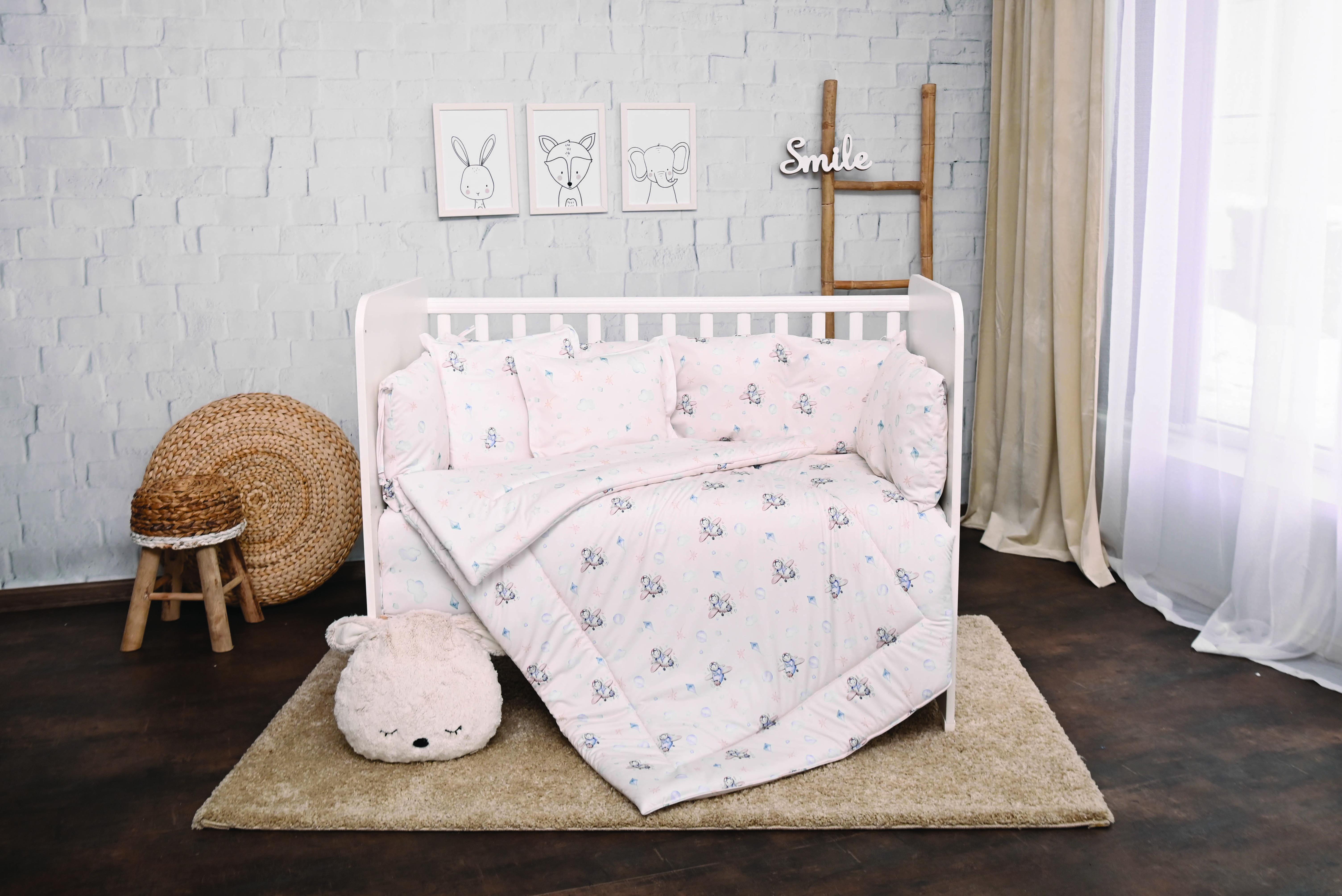 Set lenjerie pat 7 piese, lily, bumbac ranforce, blue aeroplane LORELLI