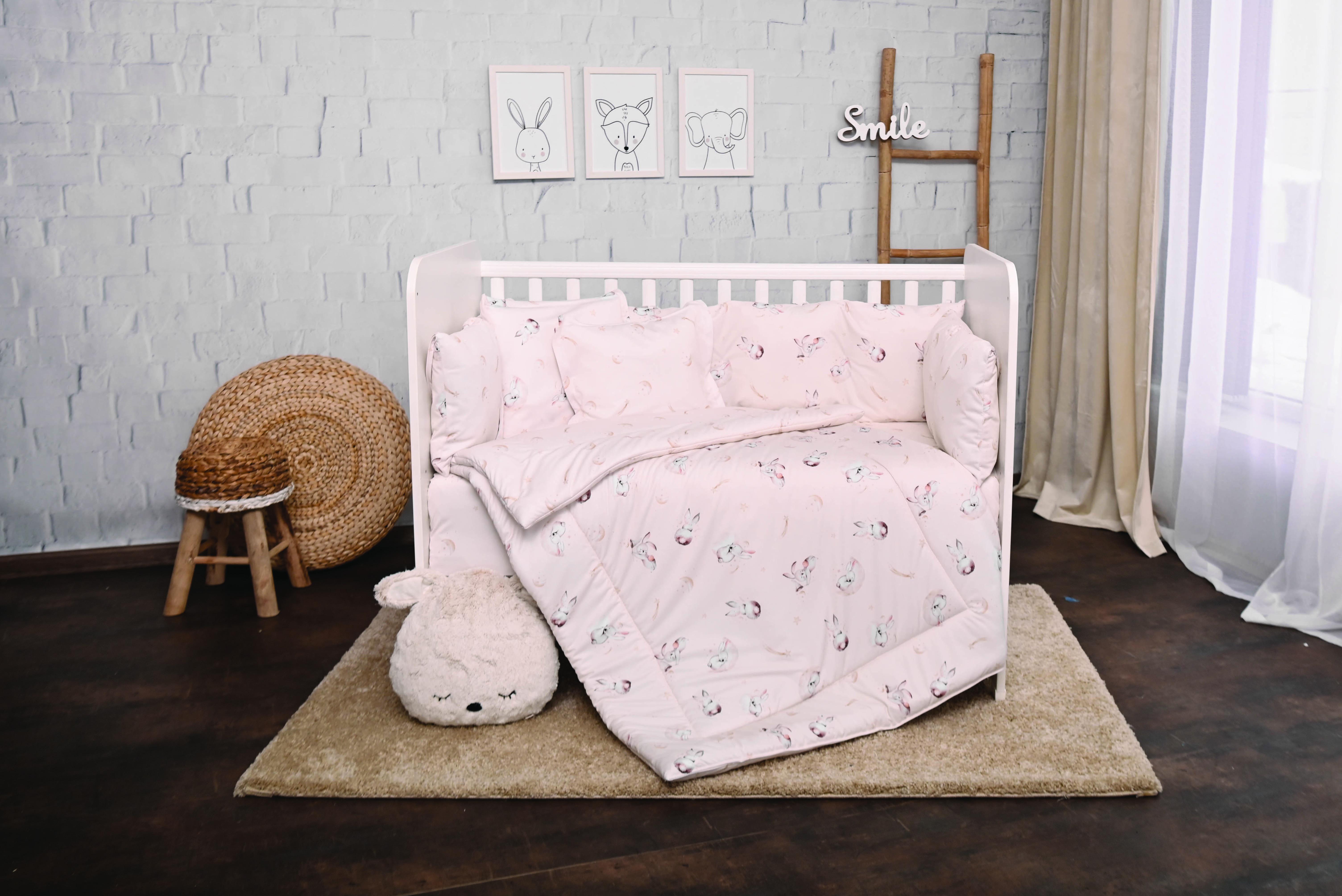 Set lenjerie pat 8 piese, 70x140 cm, bumbac ranforce, beige bunnies LORELLI