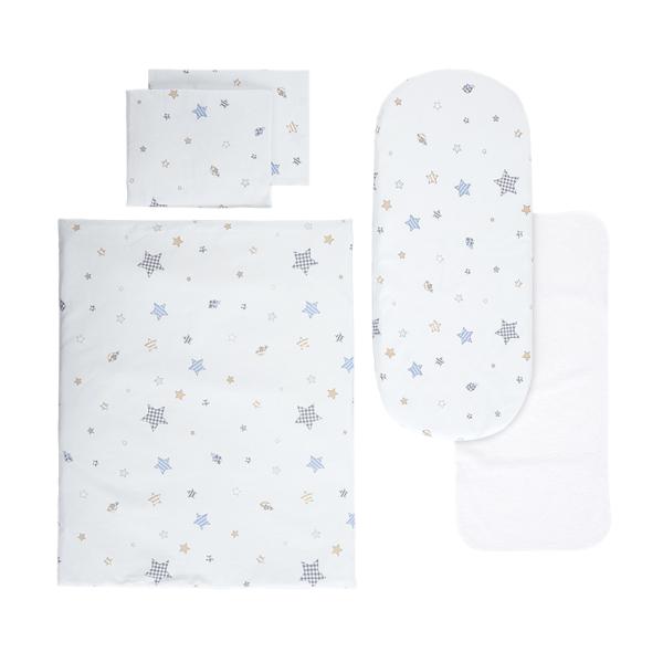 Accesorii carucioare - Set lenjerie pentru carucior, cu protectie impermeabila, 6 piese, Bear With Swing Blue, bebelorelli.ro