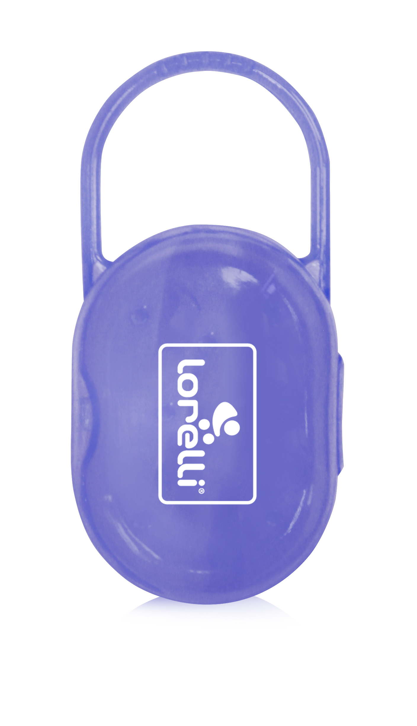 Accesorii igiena - Suport transparent cu maner pentru 2 suzete sau tetine, Violet, bebelorelli.ro