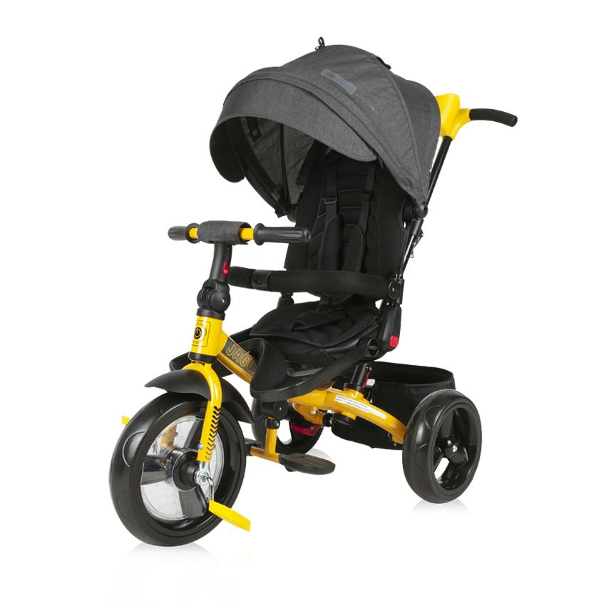 Triciclete - Tricicleta multifunctionala 4in1, Jaguar, Black & Yellow, bebelorelli.ro