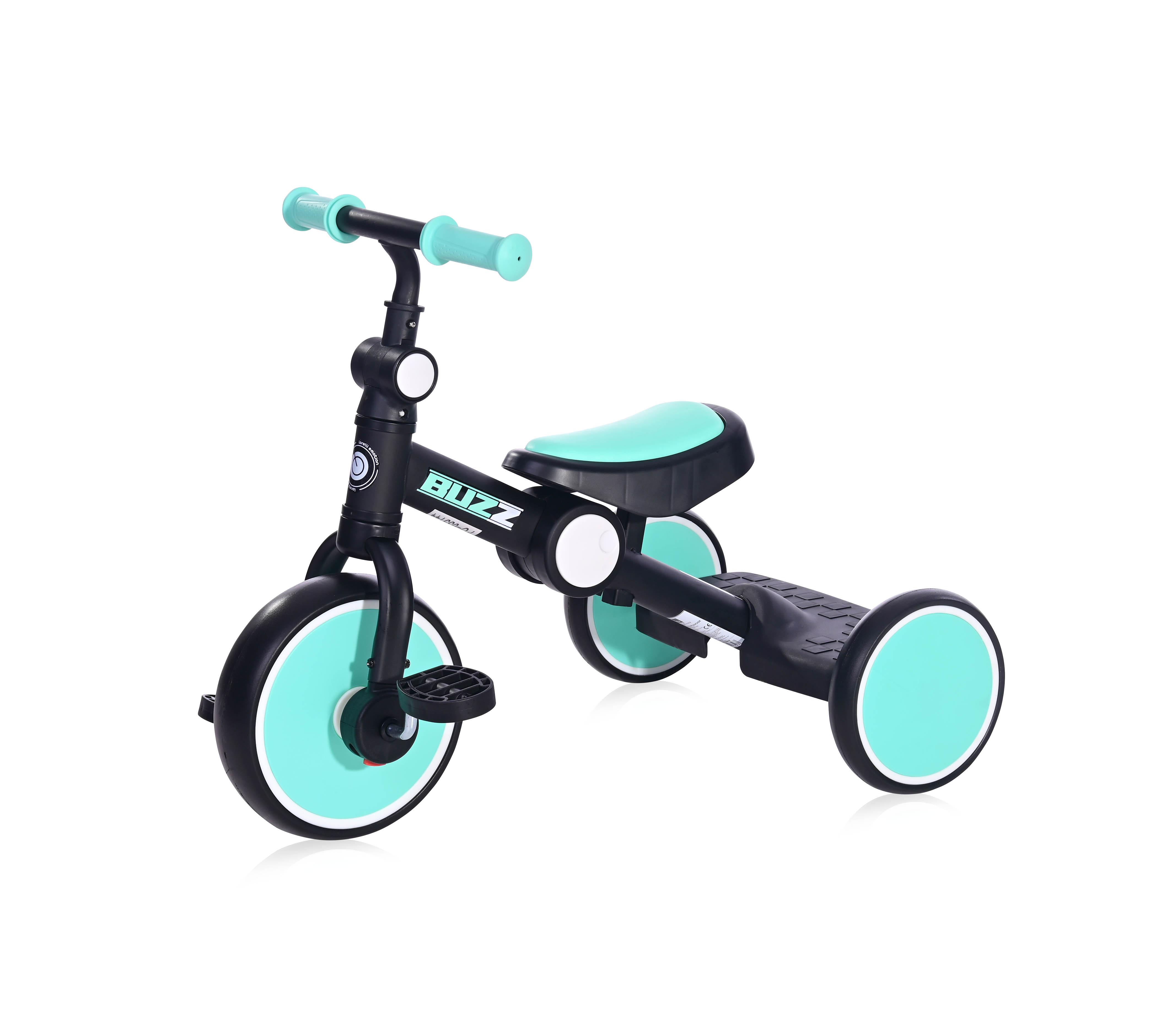 Triciclete - Tricicleta pentru copii, Buzz, complet pliabila, Black & Turquoise, bebelorelli.ro