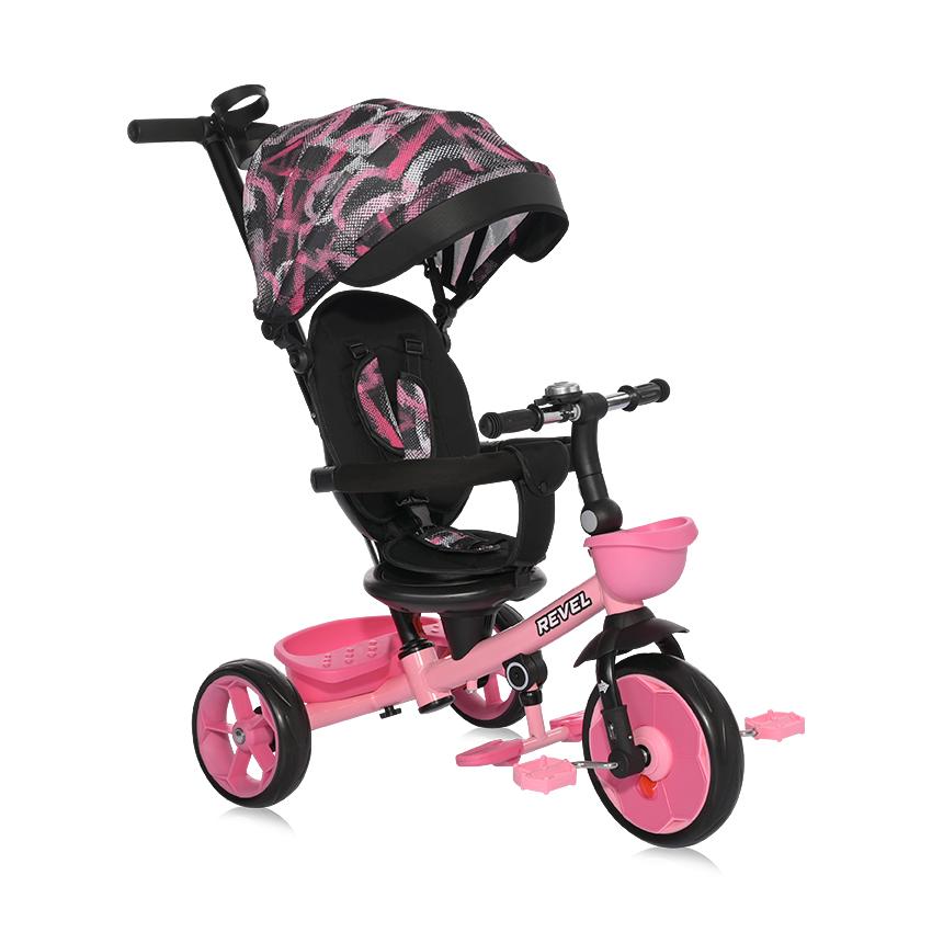 Triciclete - Tricicleta pentru copii, Revel, sezut rotativ la 360 grade, 1-5 Ani, Pink, bebelorelli.ro