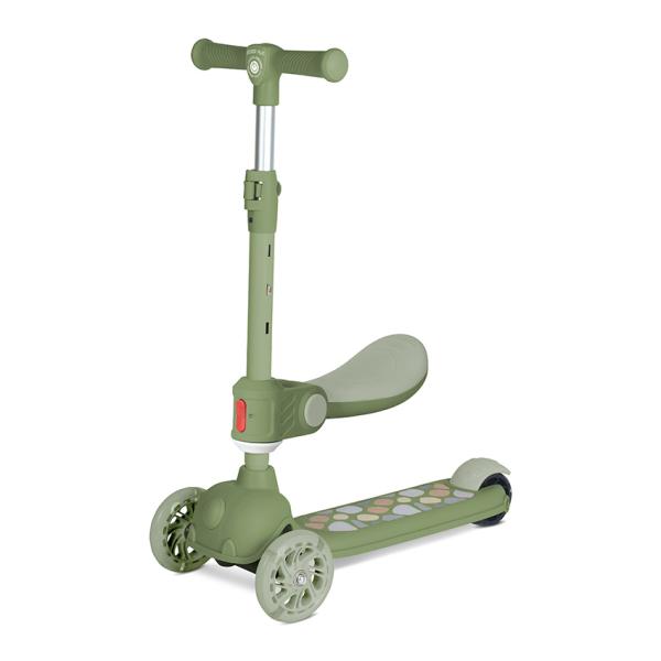 Trotinete - Trotineta, Jetster Plus, 3 ani+, pana la 20 kg, scaun pliabil si reglabil 4 pozitii, roti PU cu luminite, Green, bebelorelli.ro