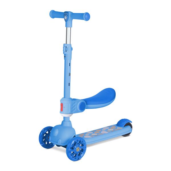 Trotinete - Trotineta, Jetster Plus, 3 ani+, pana la 20 kg, scaun pliabil si reglabil 4 pozitii, roti PU cu luminite, Blue, bebelorelli.ro