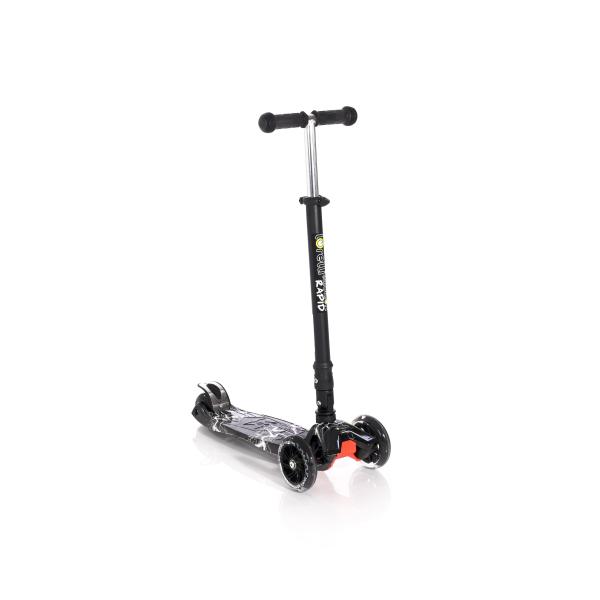 Lichidare de Stoc - Trotineta pentru copii, 5 Ani+, 4 roti cu leduri, Rapid, Black Flash, bebelorelli.ro