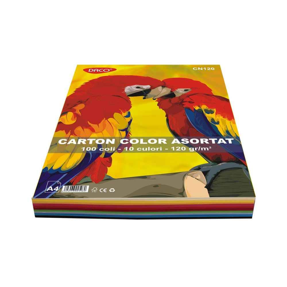 hartie copiator a4 80g/mp 500 coli/top Carton a4 mix 10 culori, 120g, 100 coli/top, daco, cn120
