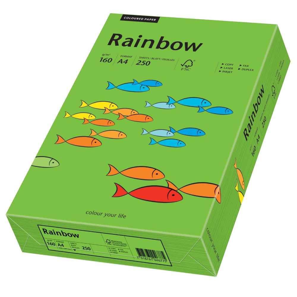 hartie copiator a4 80g/mp 500 coli/top Hartie color rainbow a4, 160g, verde intens, 250 coli/top