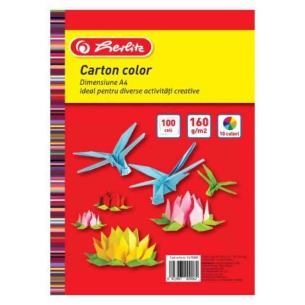 Carton a4 mix 10 culori, 160g, 100 coli/top, herlitz