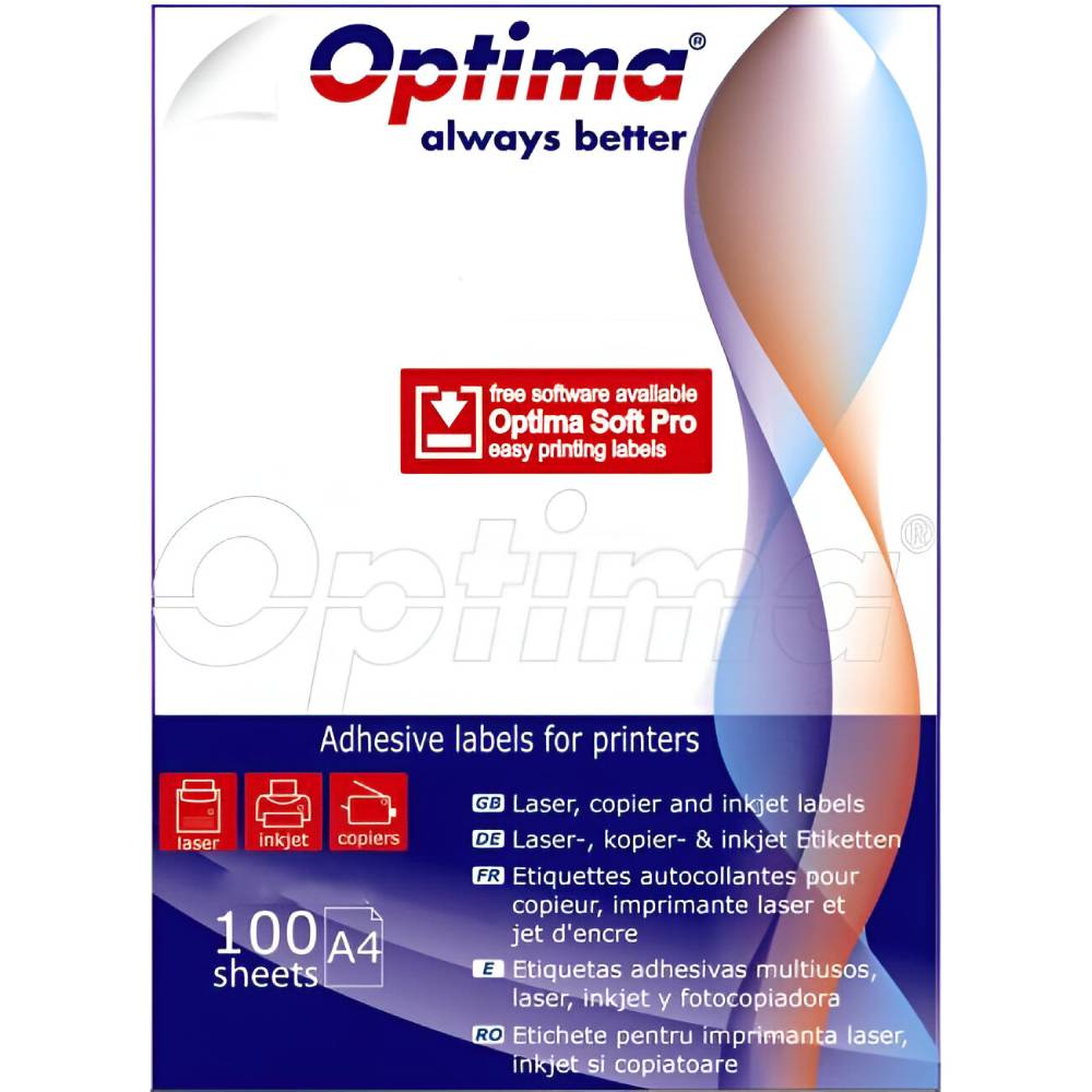 etichete 58x43 Etichete 24/a4 rosu, 100coli/top optima