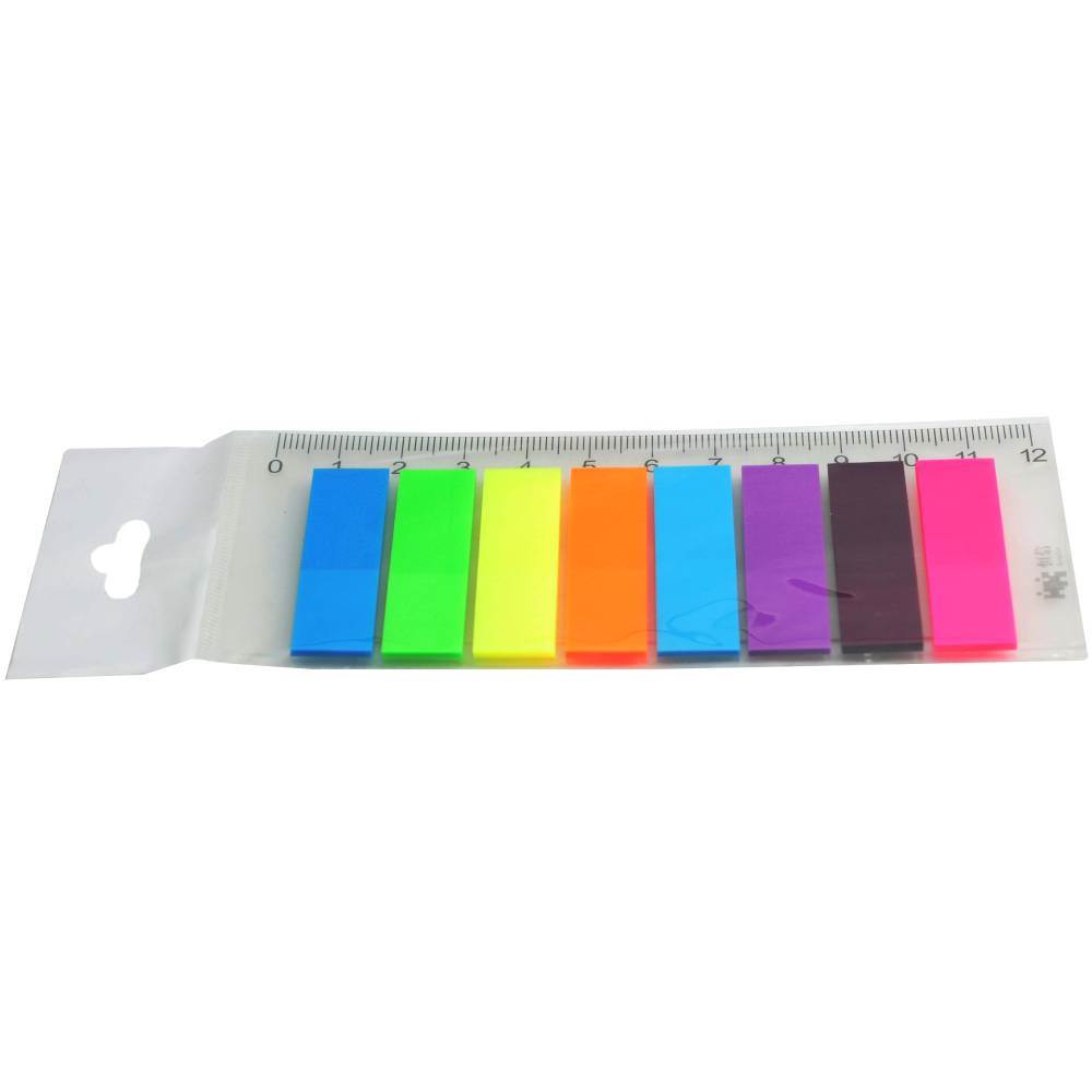 Sticky Notes Index 45x12mm plastic cn repoz, 8 culori/set